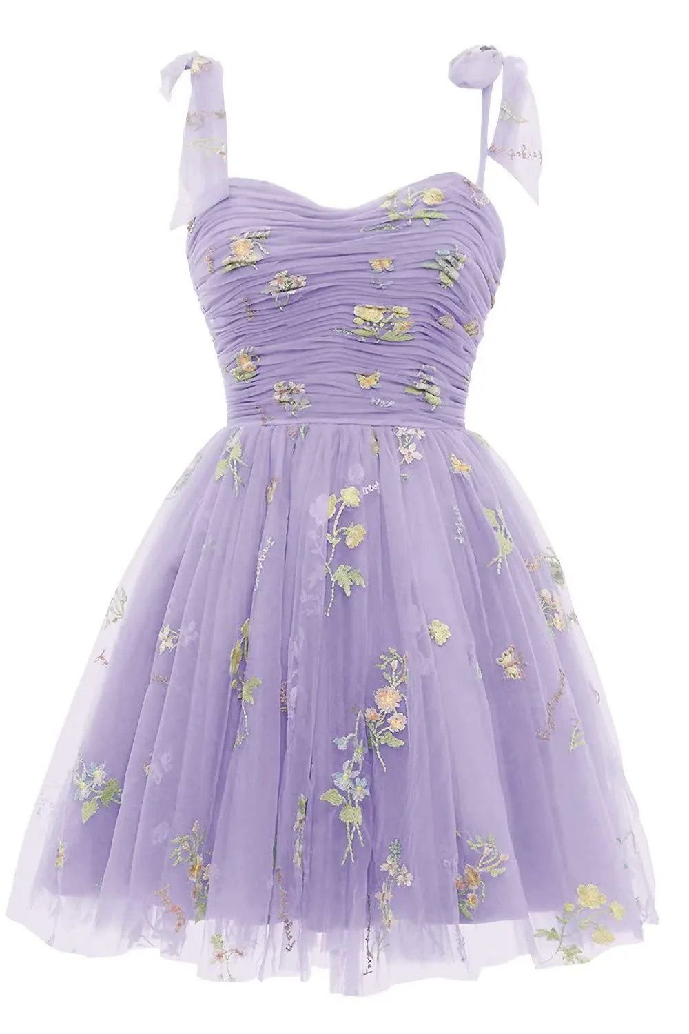 Champagne A-line Floral Short Princess Dress - Image 5