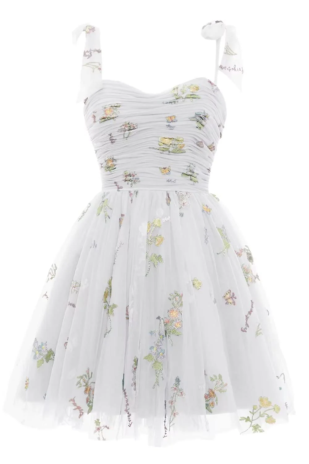 Champagne A-line Floral Short Princess Dress - Image 7
