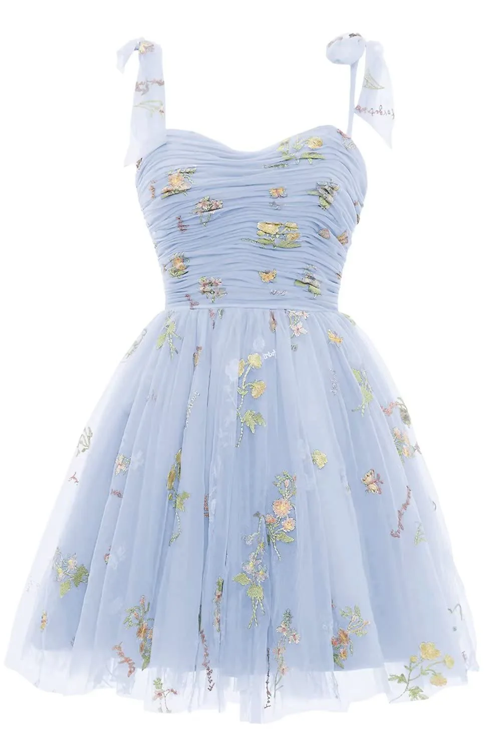 Champagne A-line Floral Short Princess Dress - Image 8
