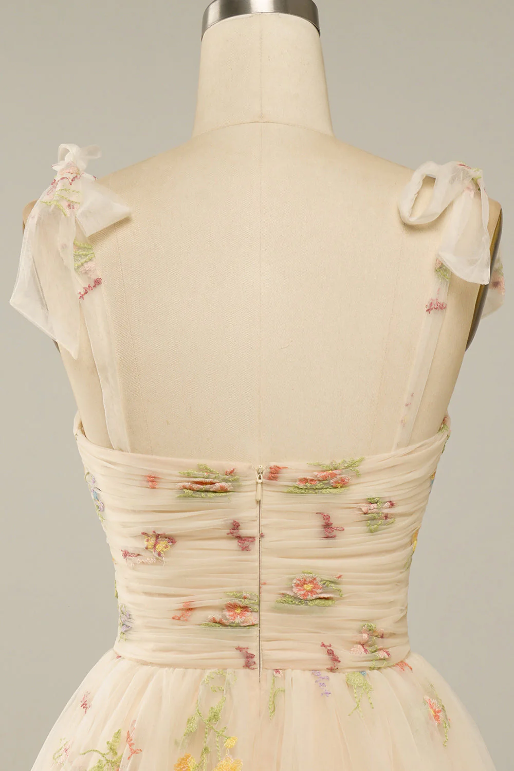 Champagne A-line Floral Short Princess Dress - Image 4