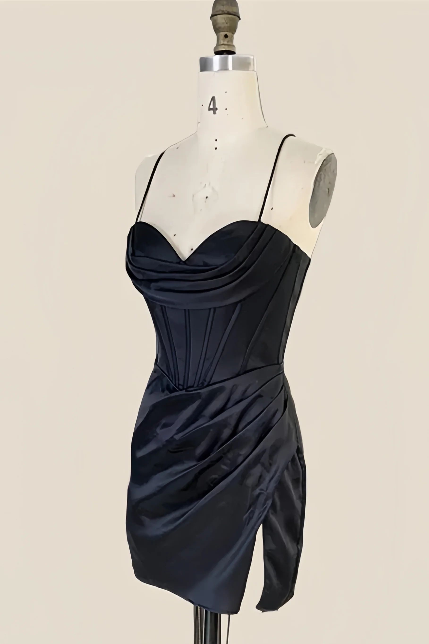 Cowl Neck Ruched Black Tight Homecoming Dress - Image 3