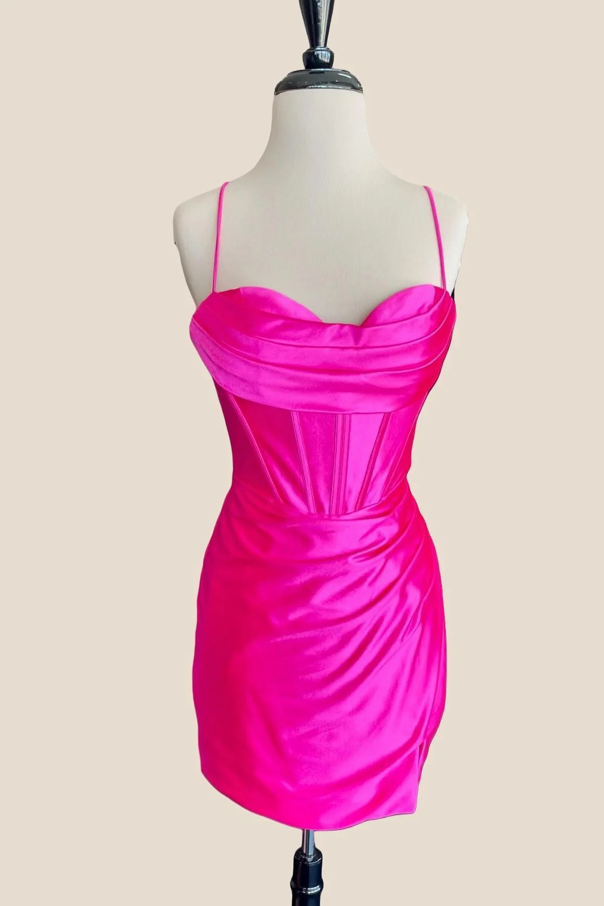 Cowl Neck Ruched Black Tight Homecoming Dress - Image 6