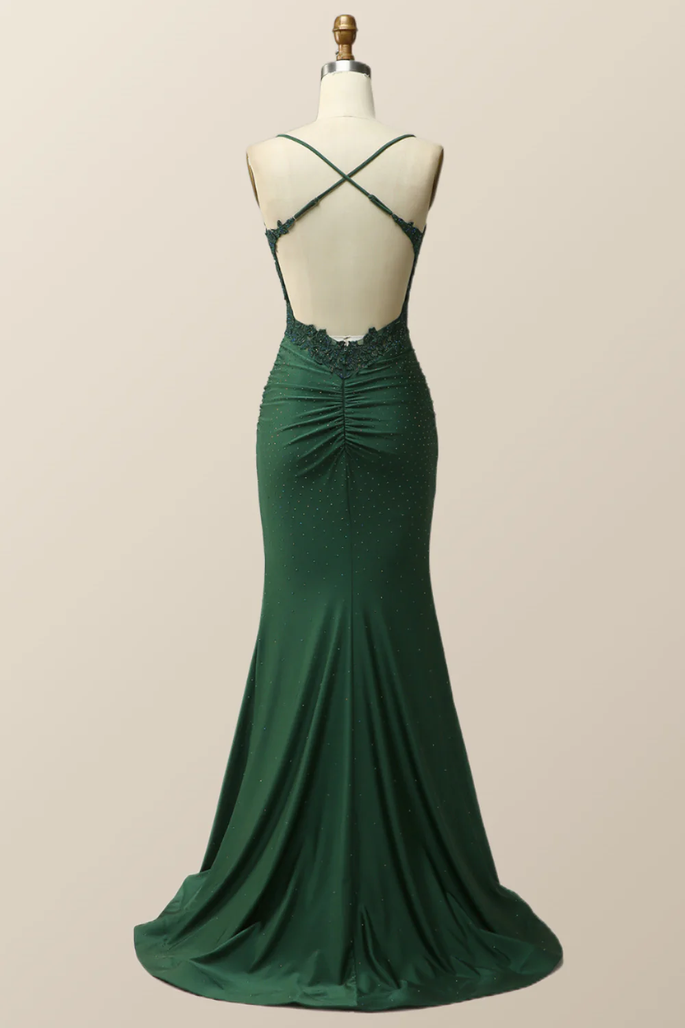 Dark Green Mermaid Appliques Long Formal Dress - Image 3