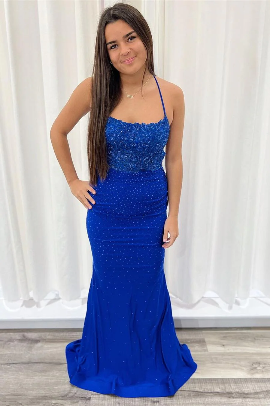 Dark Green Mermaid Appliques Long Formal Dress - Image 4