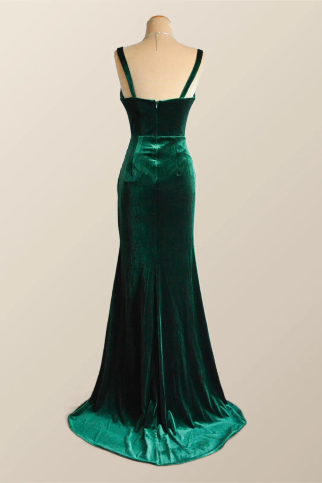 Green Velvet Mermaid Long Formal Dress with Slit - Image 4