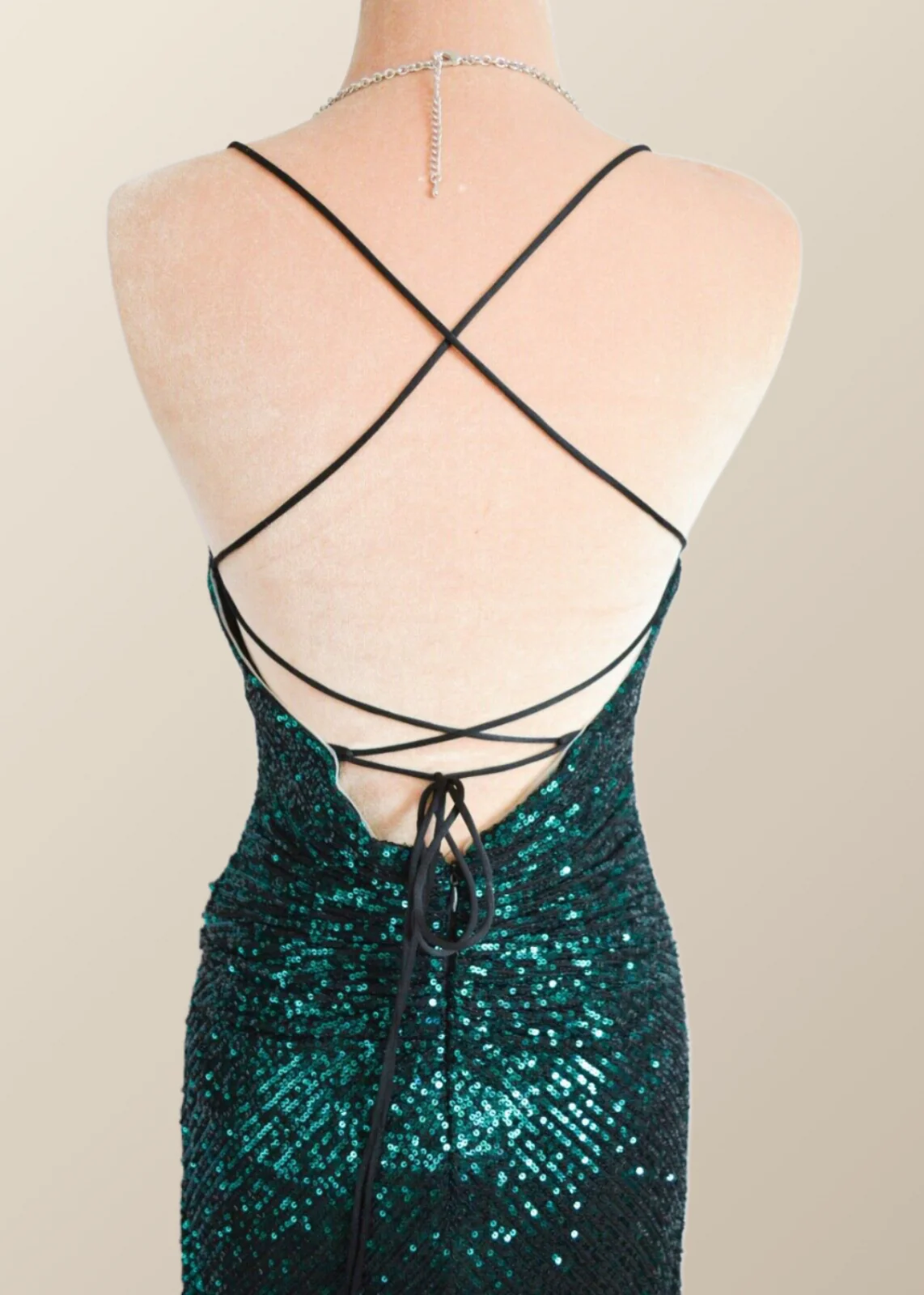 Green Sequin Mermaid Long Party Dress - Image 3