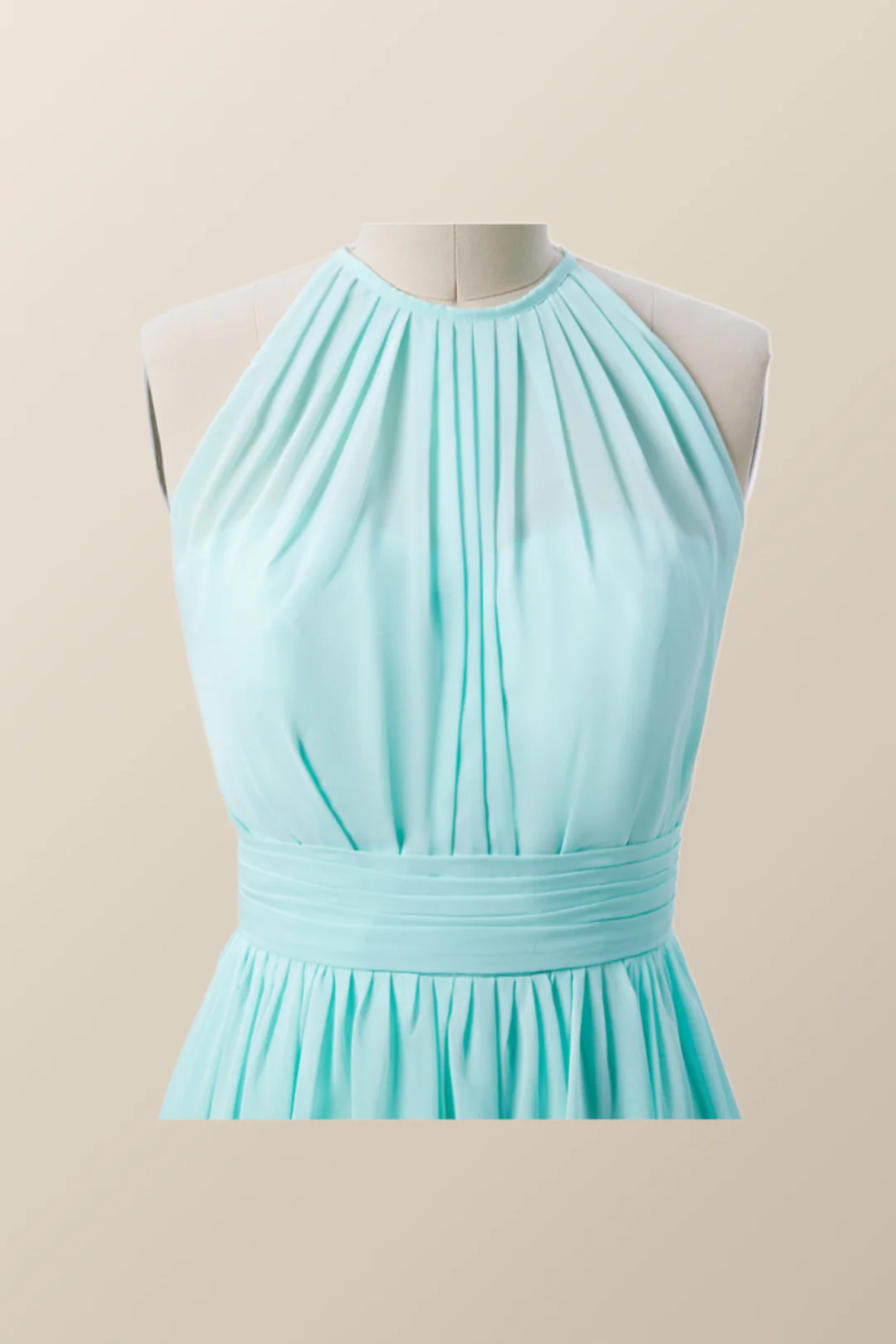 Halter Blue Chiffon Long Bridesmaid Dress - Image 5