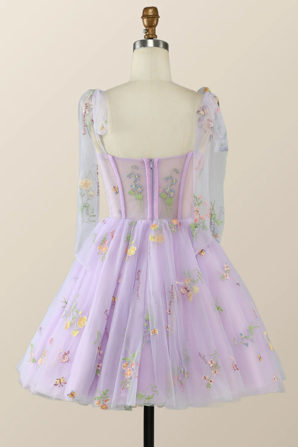 Lavender Floral Corset A-line Princess Dress - Image 3