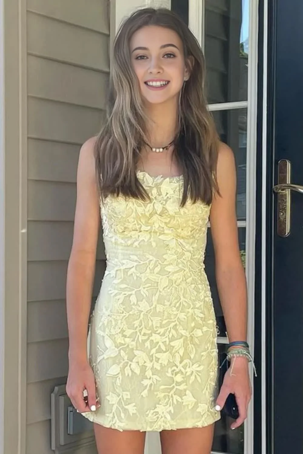 Light Blue Lace Straps Tight Mini Dress - Image 4