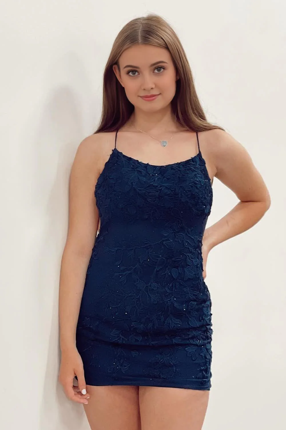 Light Blue Lace Straps Tight Mini Dress - Image 7