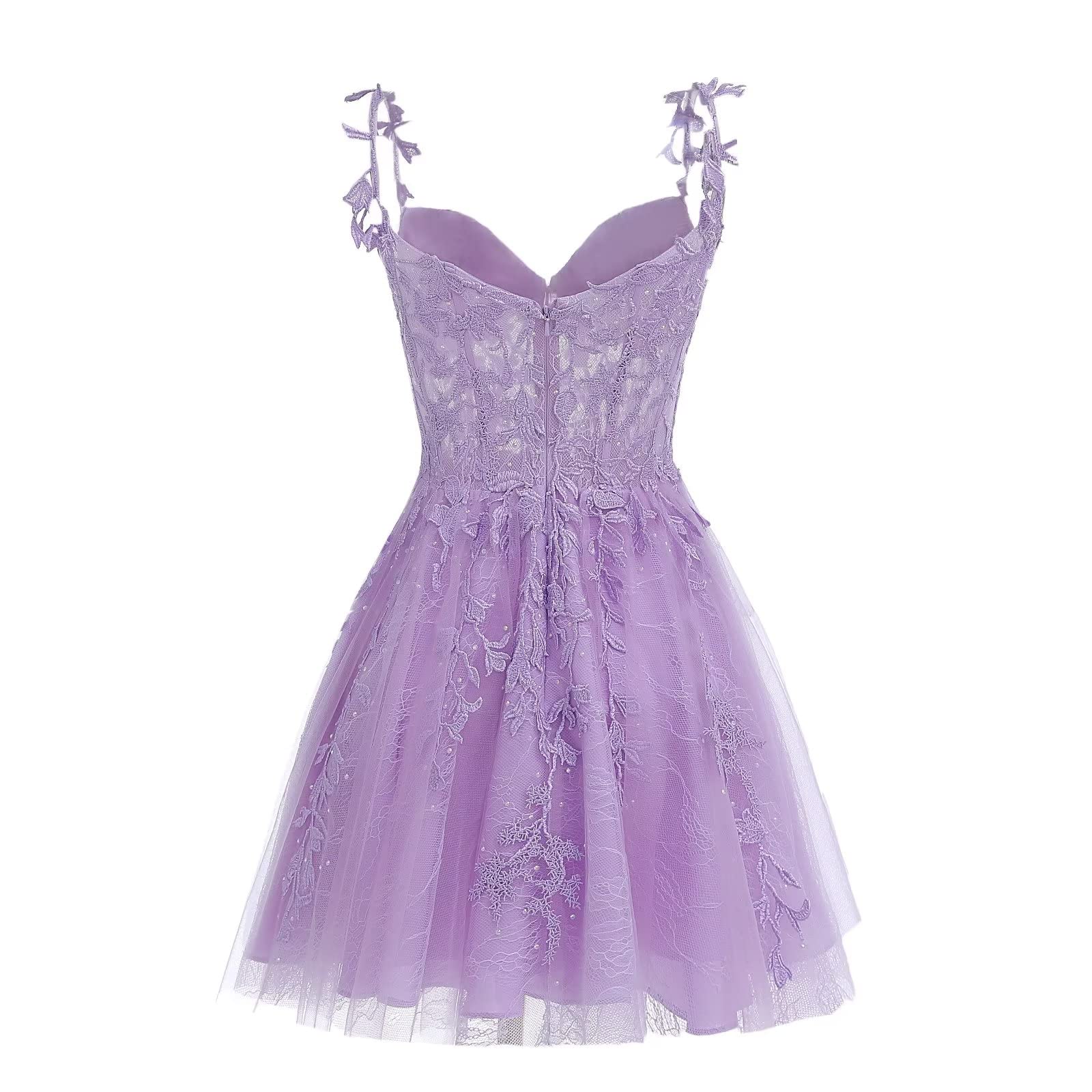 Navy Blue A-line Lace Appliques Short Homecoming Dress - Image 12