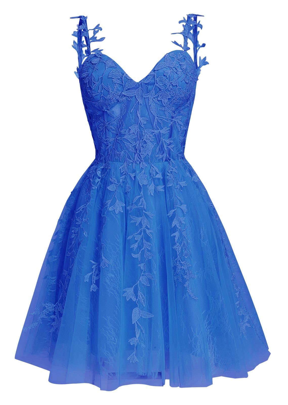 Navy Blue A-line Lace Appliques Short Homecoming Dress - Image 13