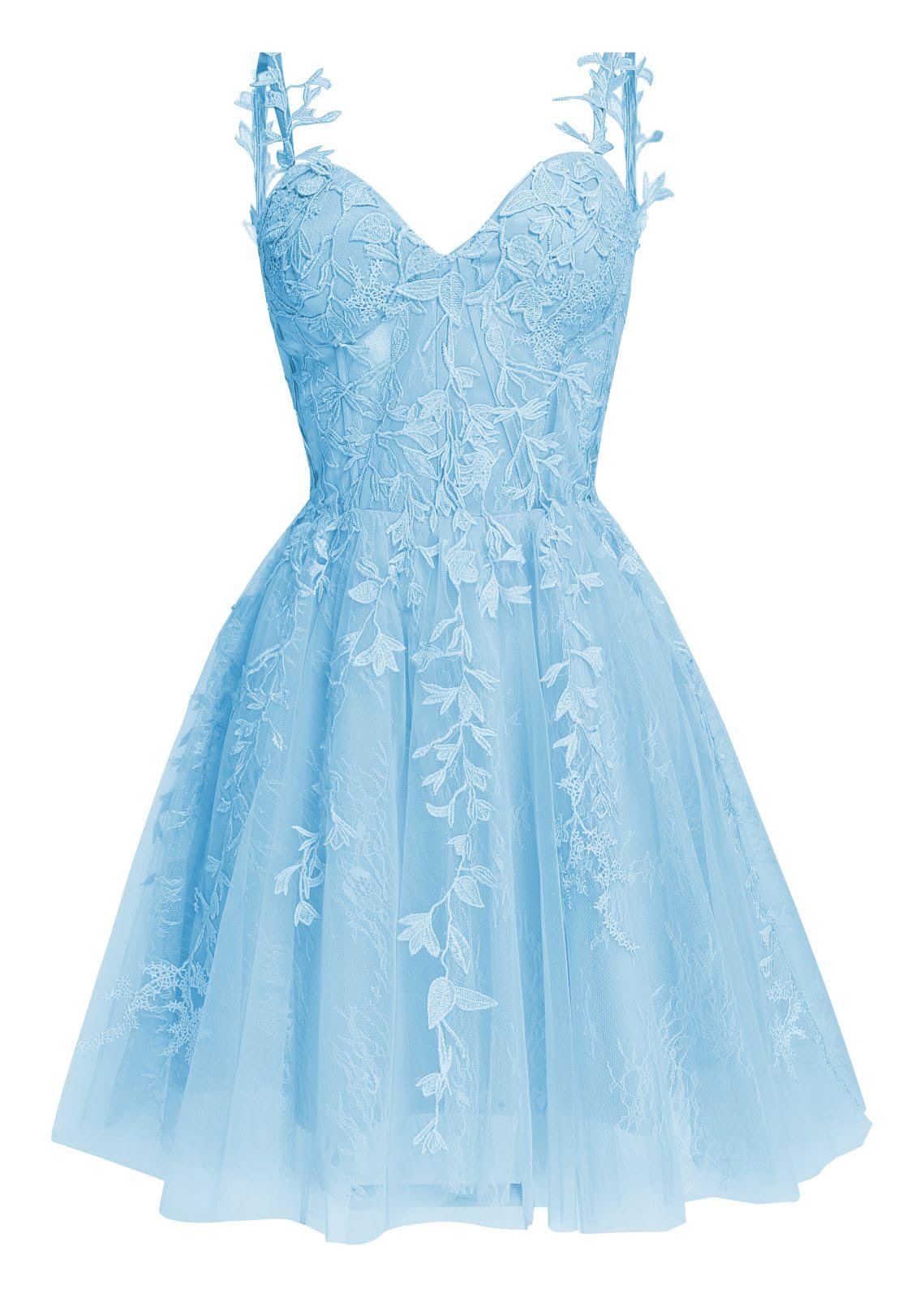 Navy Blue A-line Lace Appliques Short Homecoming Dress - Image 14