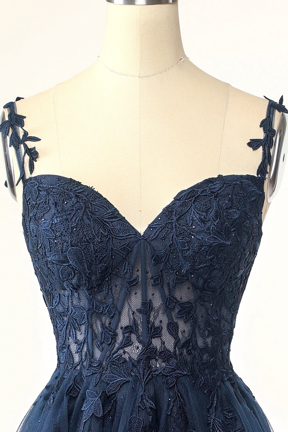 Navy Blue A-line Lace Appliques Short Homecoming Dress - Image 17