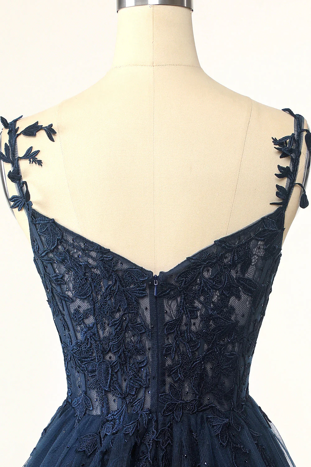 Navy Blue A-line Lace Appliques Short Homecoming Dress - Image 19