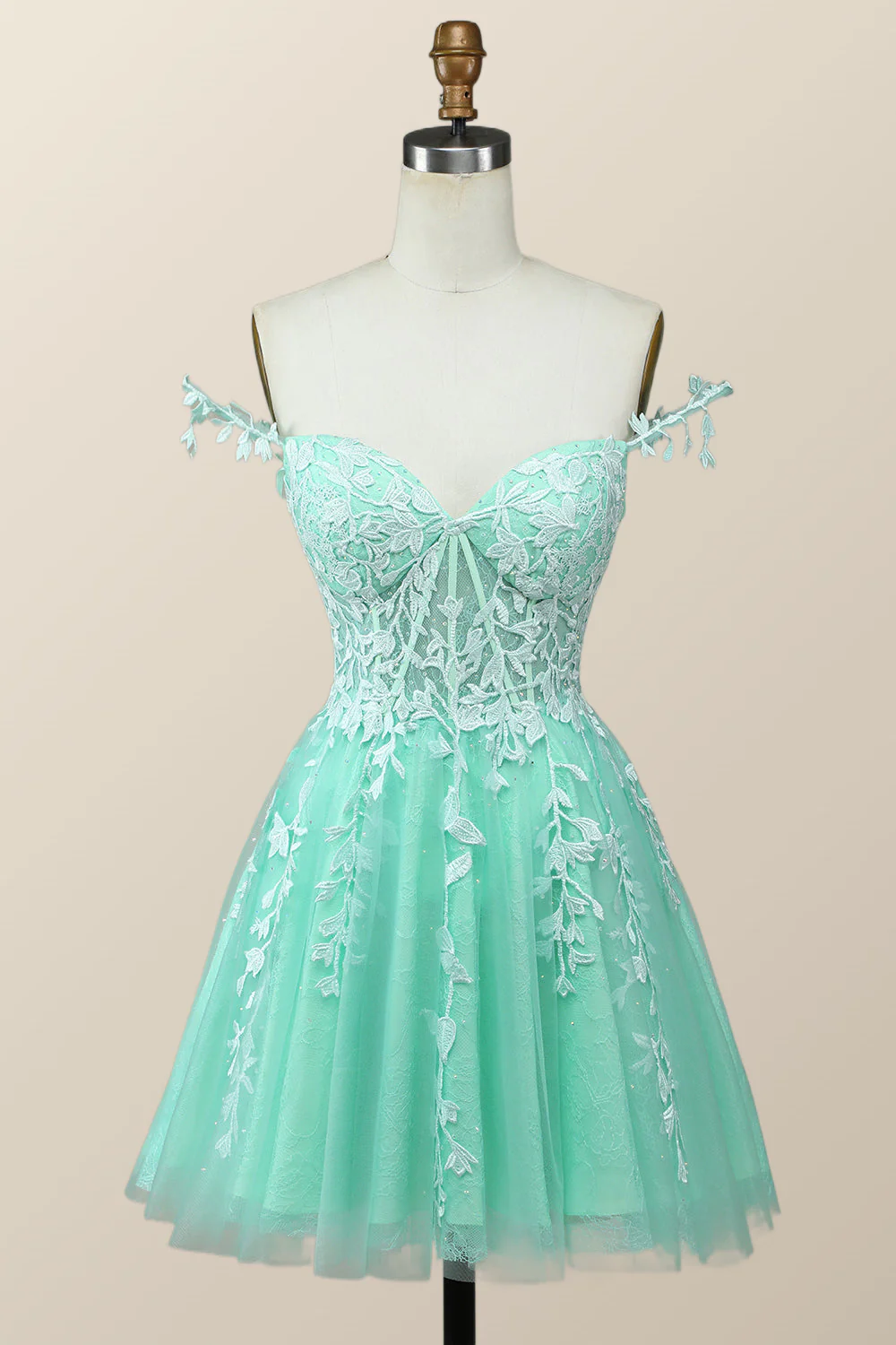 Navy Blue A-line Lace Appliques Short Homecoming Dress - Image 8