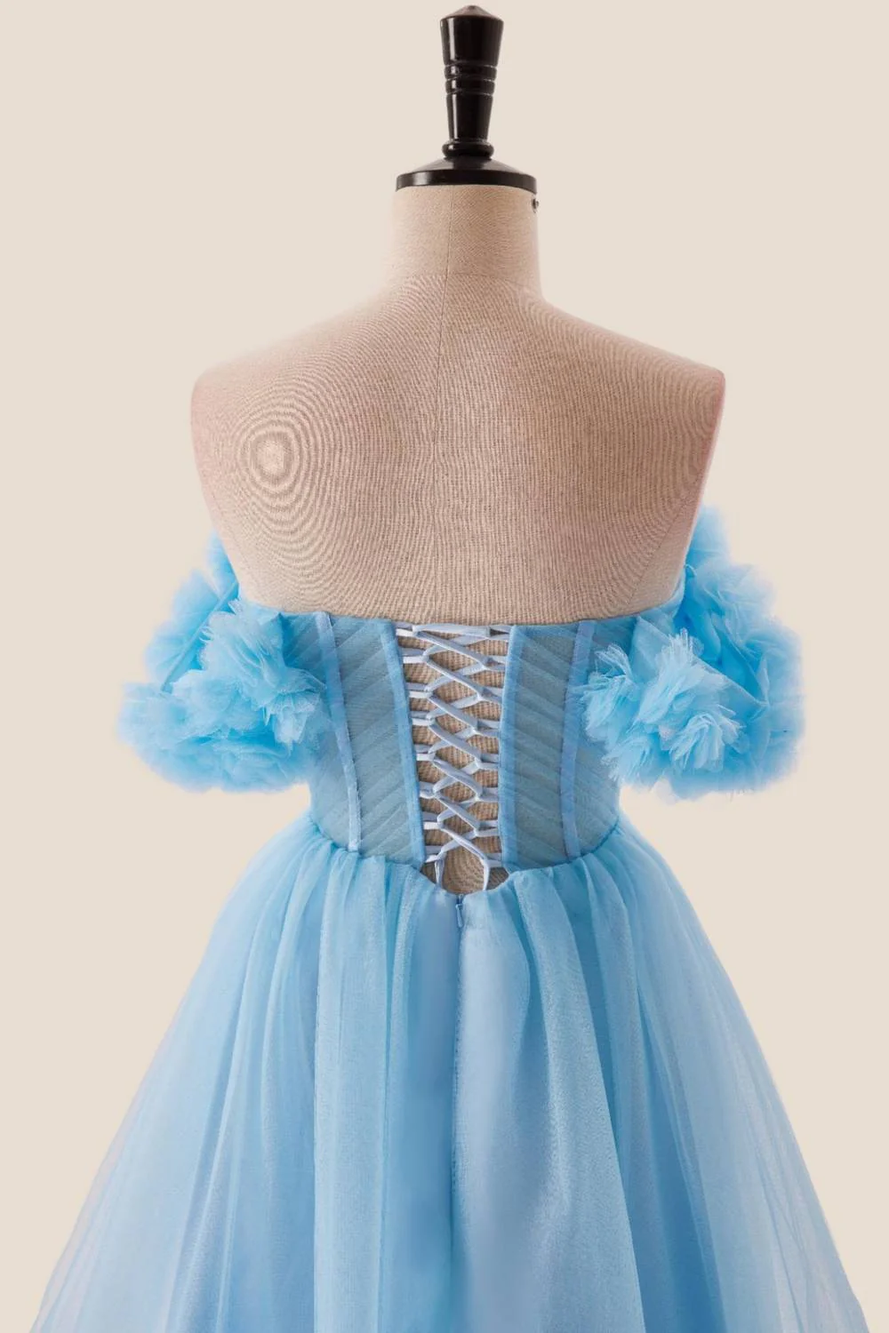 Off the Shoulder Blue A-line Long Princess Dress - Image 6