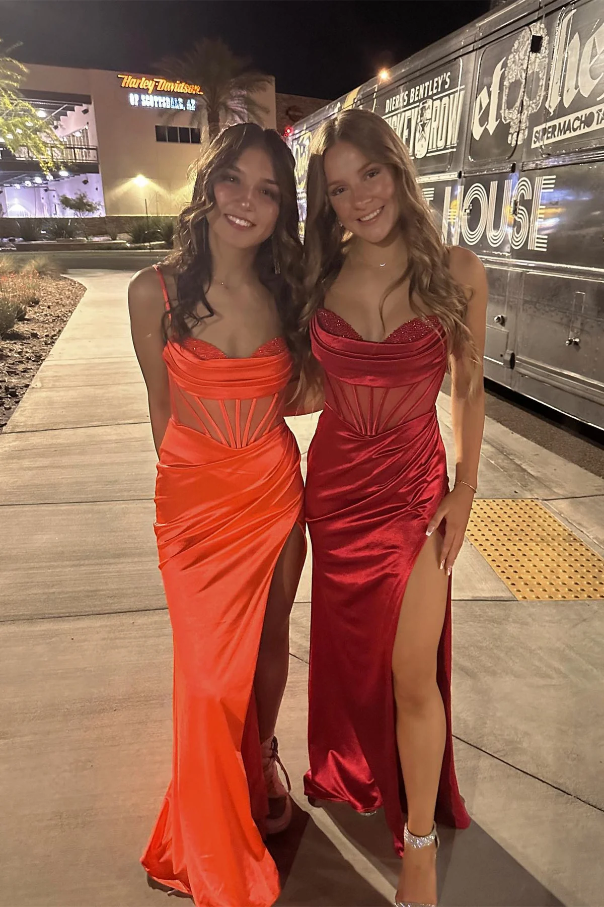 Orange Spaghetti Straps Mermaid Long Formal Dress - Image 6