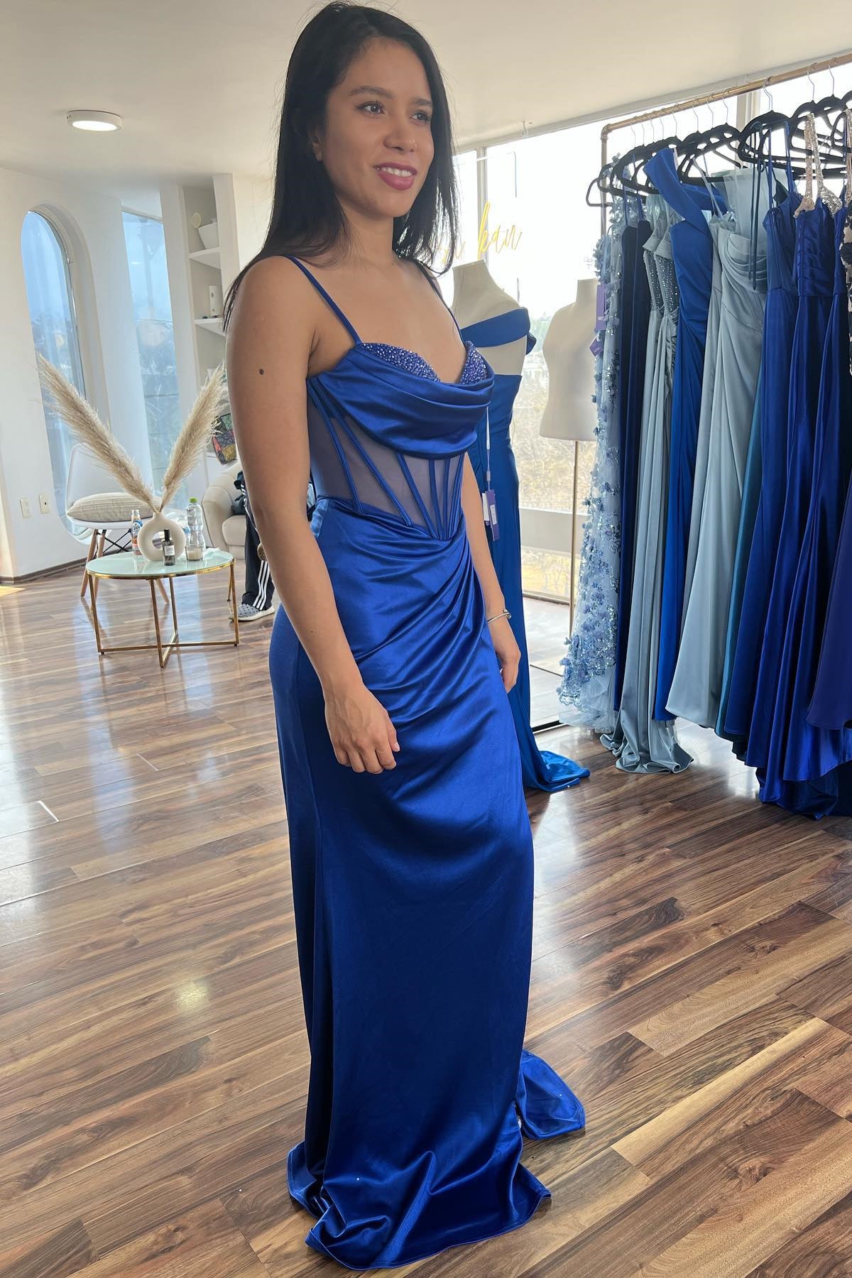 Orange Spaghetti Straps Mermaid Long Formal Dress - Image 8