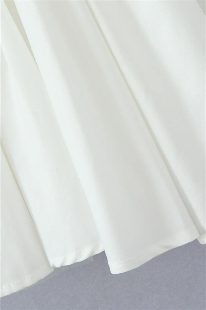 Plunge V-neck White Ruched Short Summer Dress - Image 8