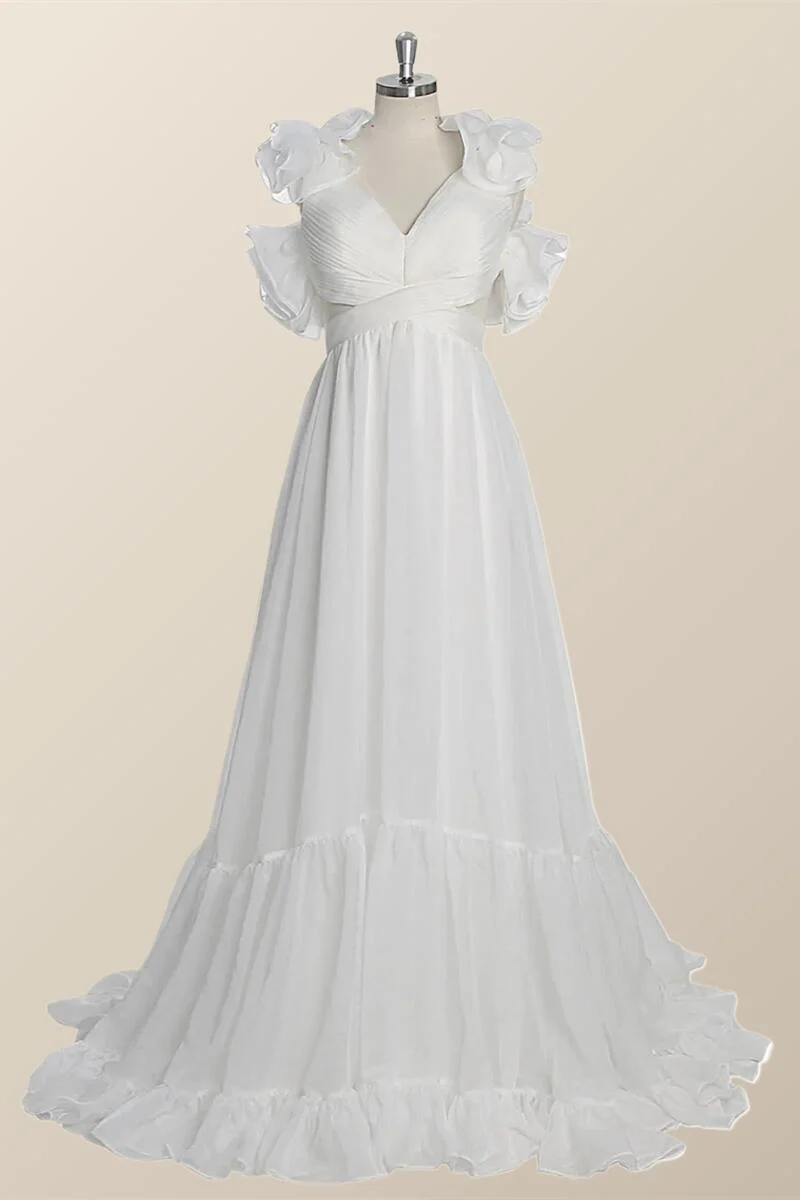 Ruffle Straps Fuchsia Pleated A-line Boho Dress - Image 6