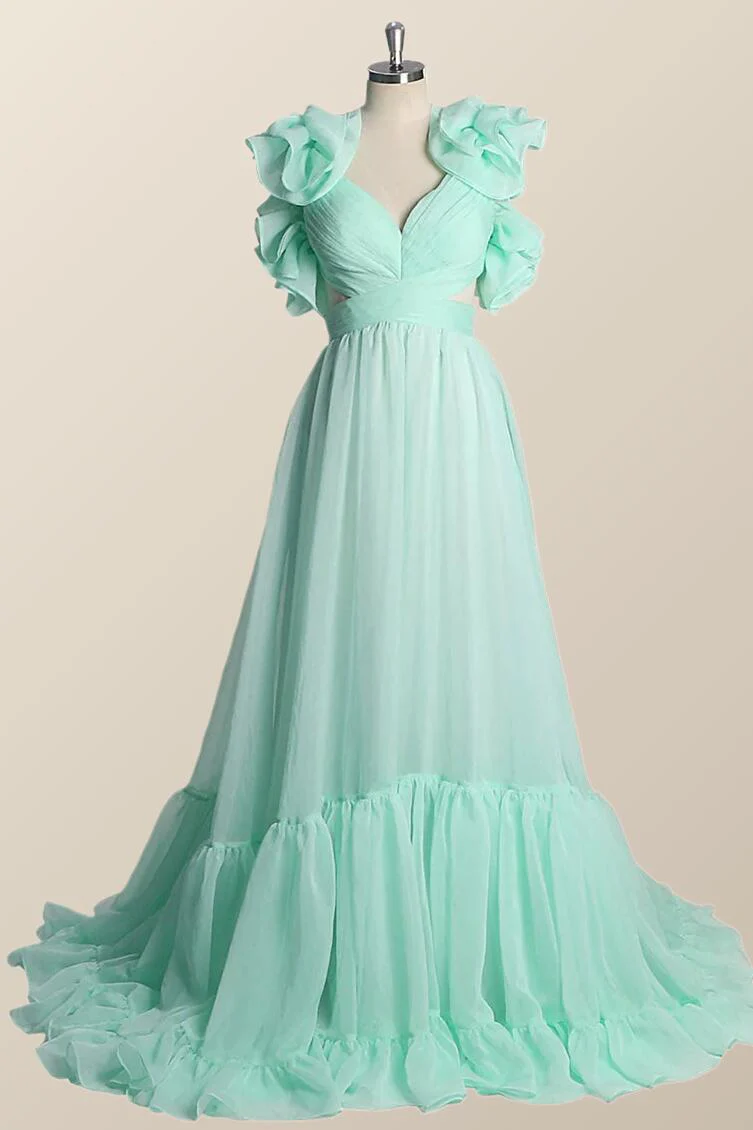 Ruffle Straps Fuchsia Pleated A-line Boho Dress - Image 7