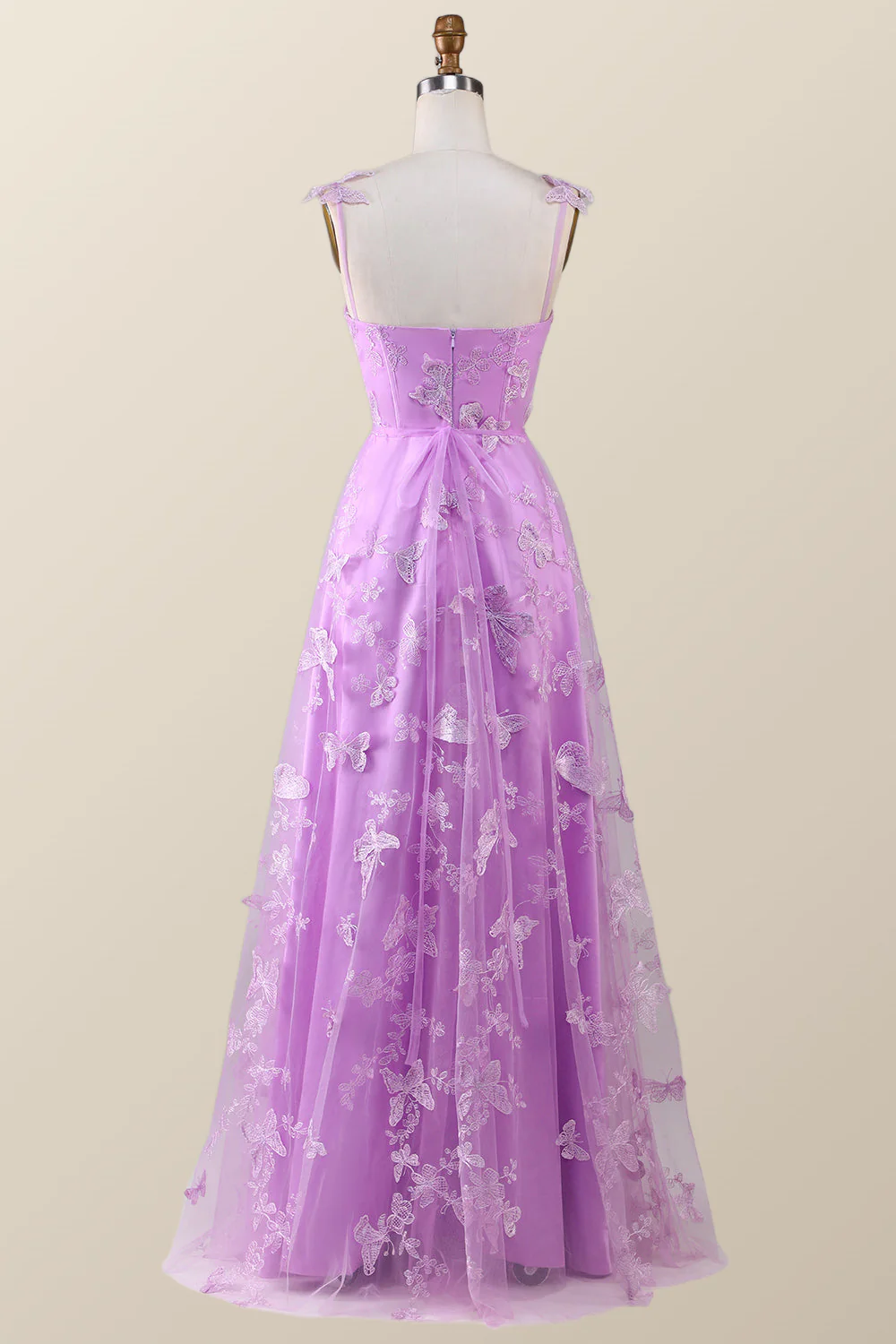 Sage Green Butterfly A-line Long Formal Dress - Image 8