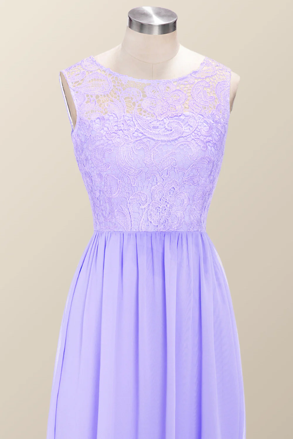 Scoop Lavender Lace and Chiffon Long Bridesmaid Dress - Image 3