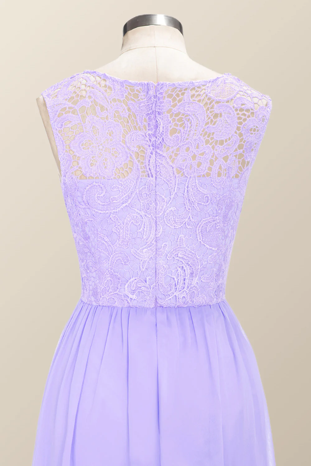 Scoop Lavender Lace and Chiffon Long Bridesmaid Dress - Image 4