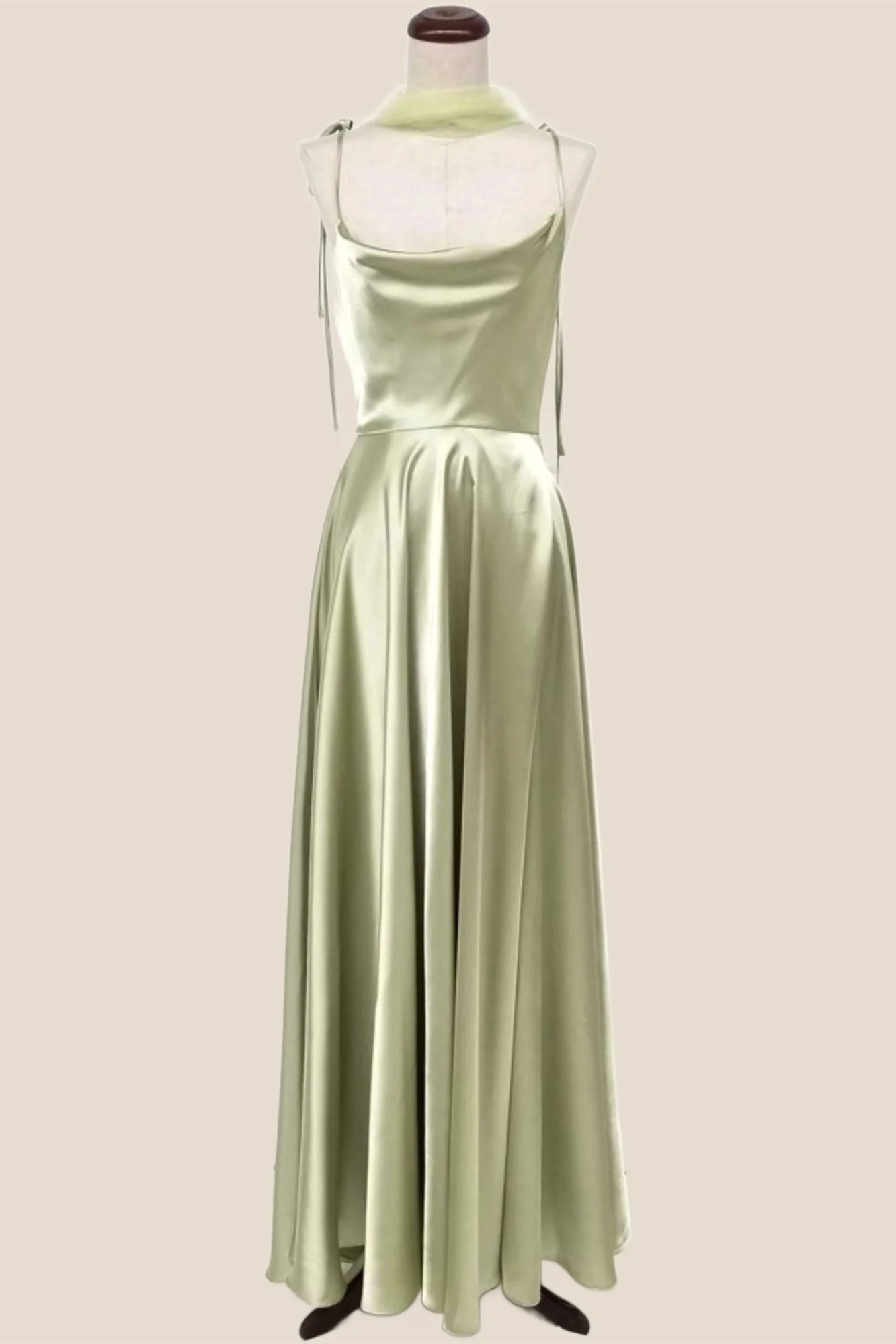 Simply Straps Green Silk Long Party Dress - Image 11