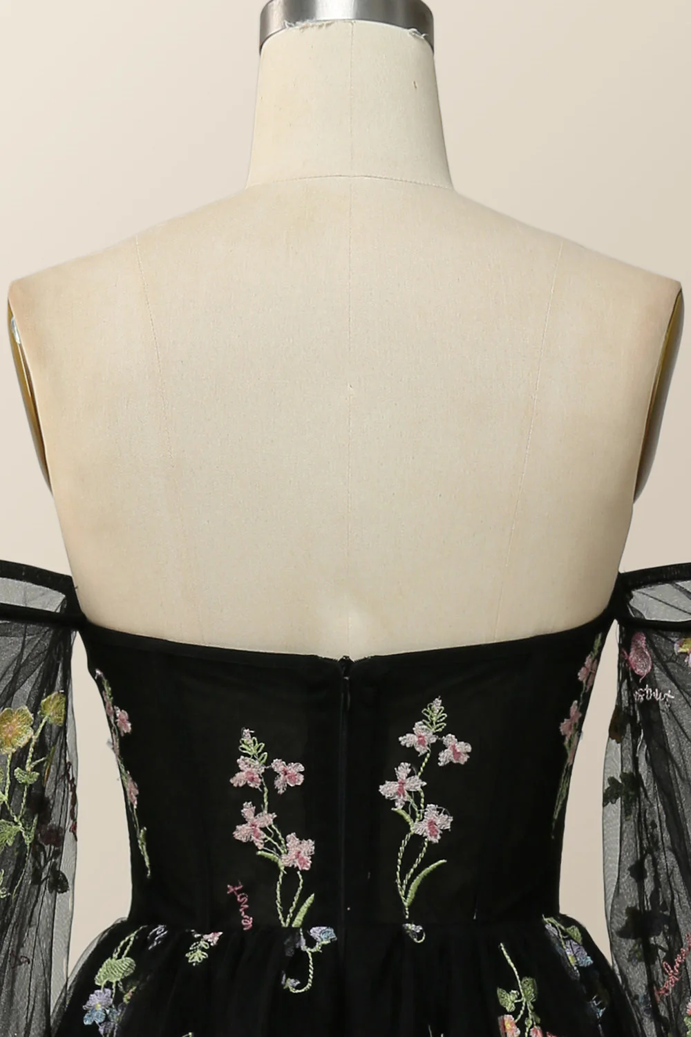 Soft Green Floral Embroidery Formal Dress - Image 10