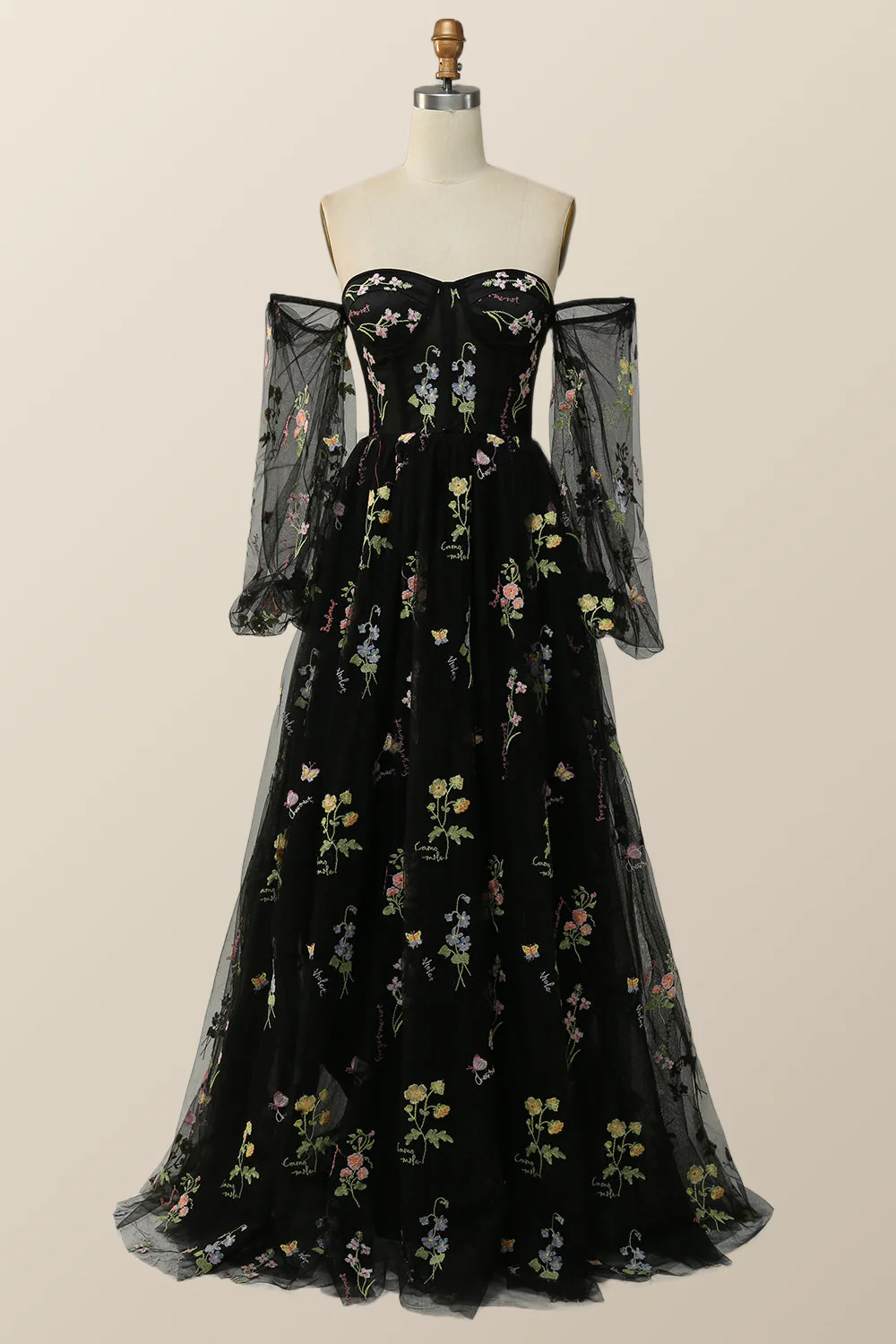 Soft Green Floral Embroidery Formal Dress - Image 5