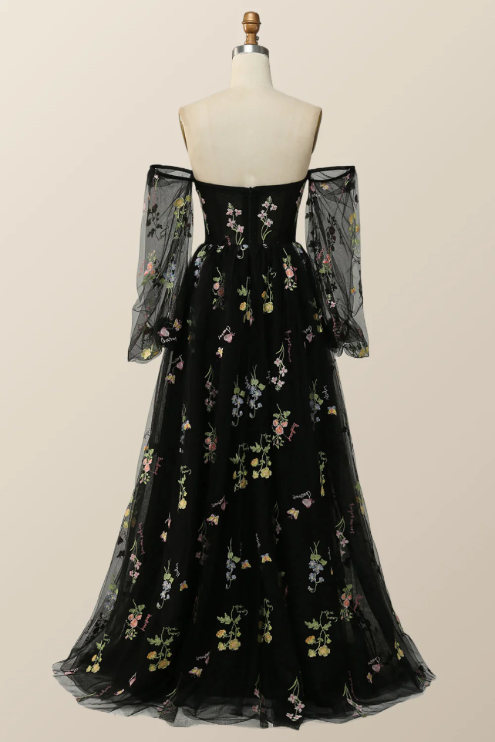 Soft Green Floral Embroidery Formal Dress - Image 7