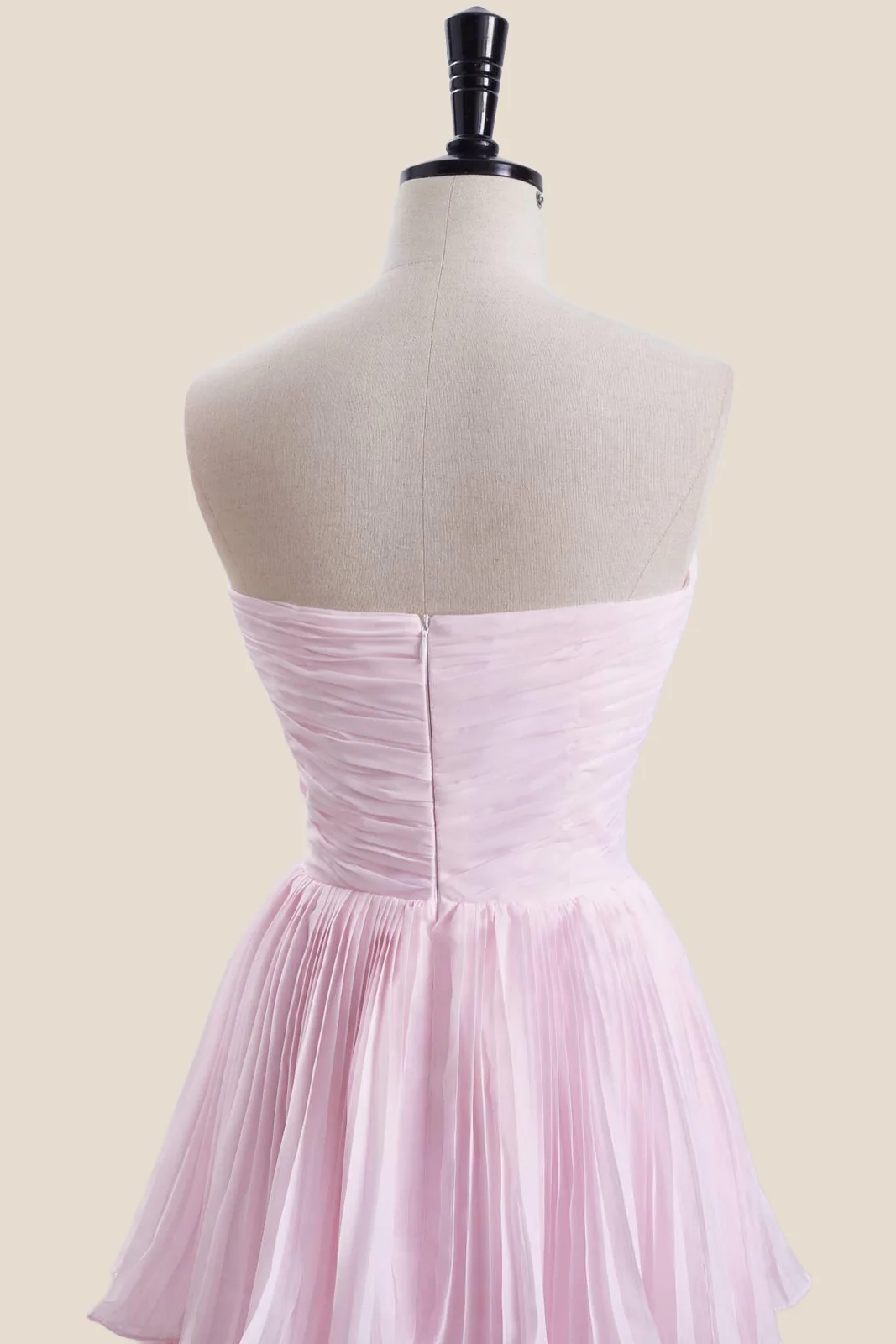 Strapless Pink Pleated Tiered Long Party Dress - Image 12