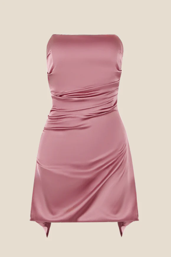 Strapless Pink Ruched Short Homecoming Dress - Image 15