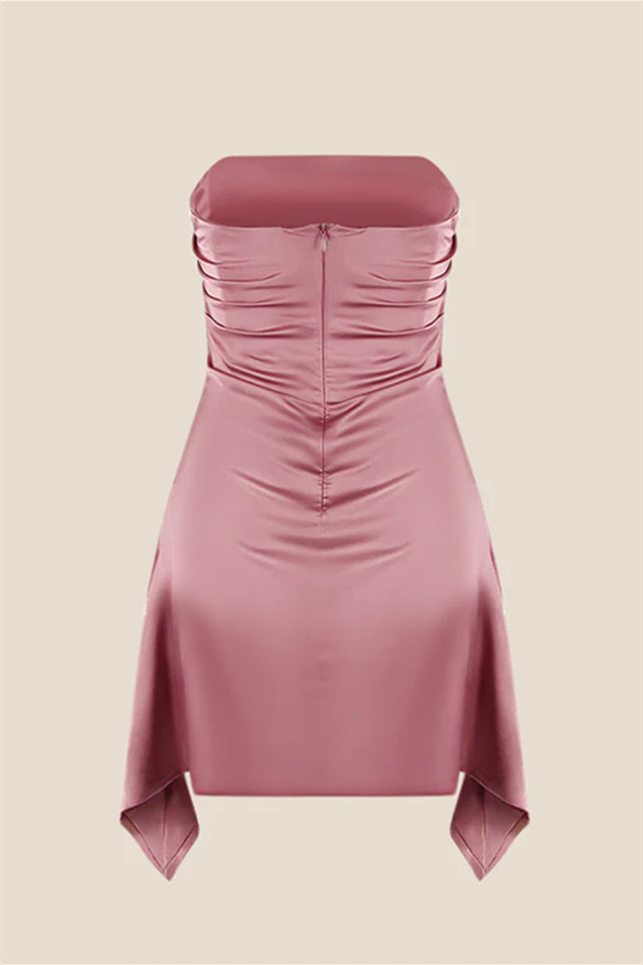 Strapless Pink Ruched Short Homecoming Dress - Image 16