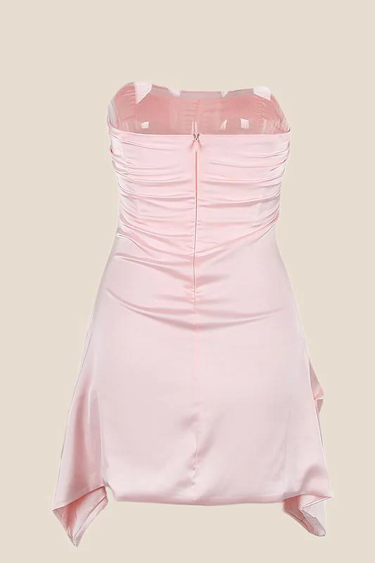 Strapless Pink Ruched Short Homecoming Dress - Image 19