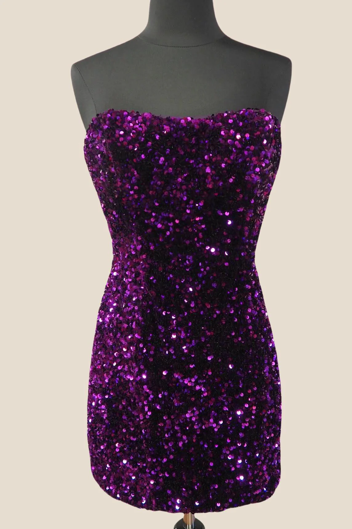 Strapless Royal Blue Sequin Bodycon Mini Dress - Image 3