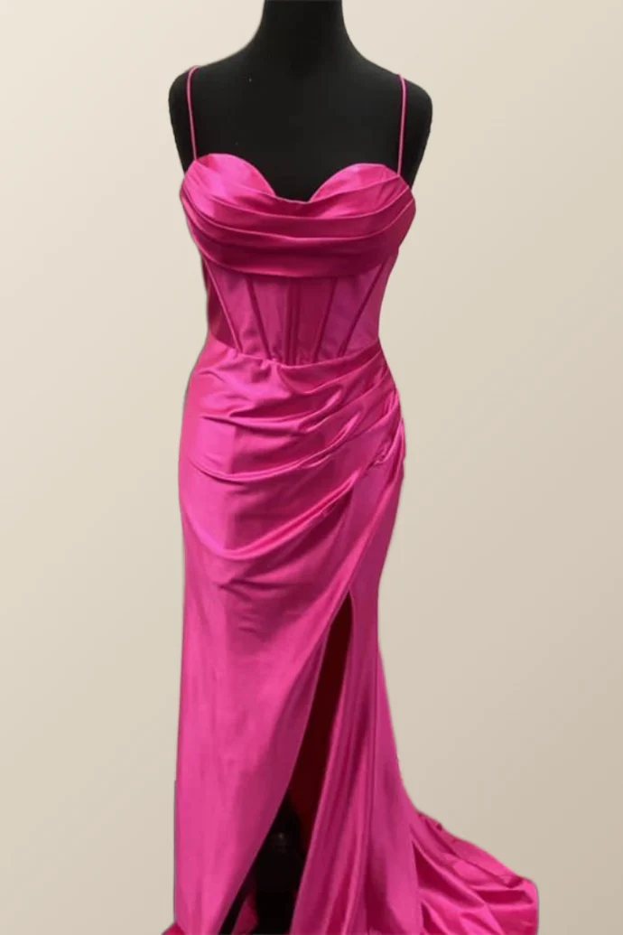 Straps Cowl Neck Green Mermaid Long Formal Dress - Image 3