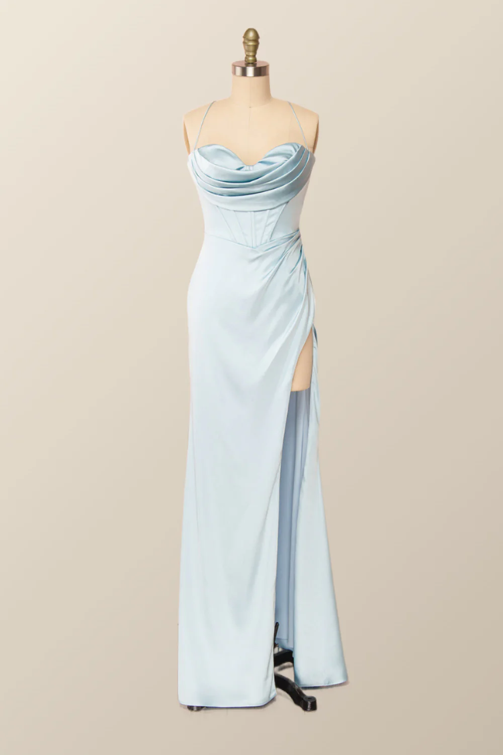 Straps Cowl Neck Green Mermaid Long Formal Dress - Image 4