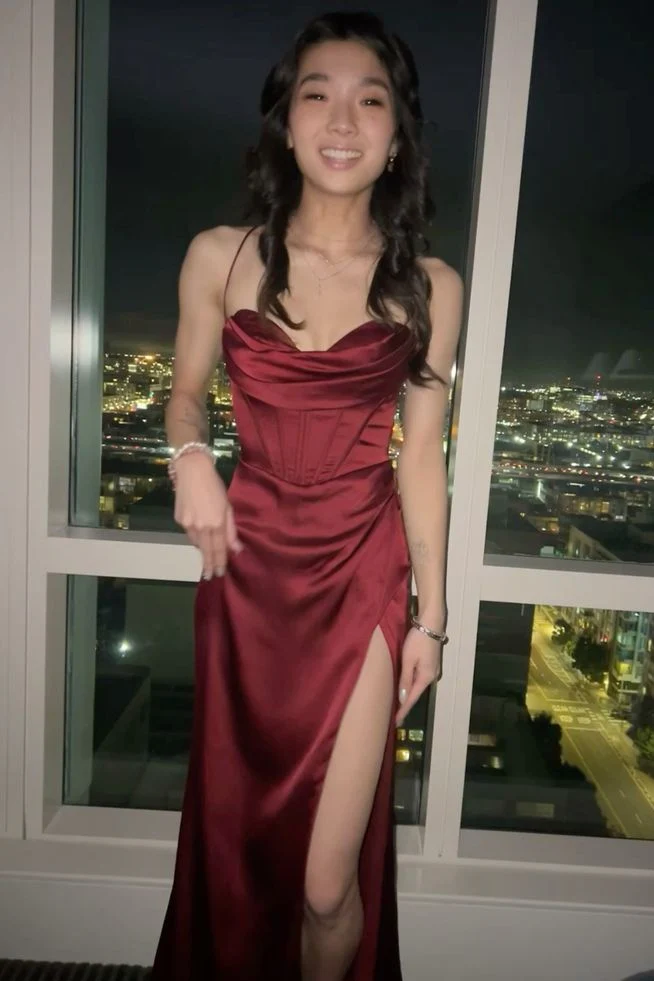 Straps Cowl Neck Green Mermaid Long Formal Dress - Image 5