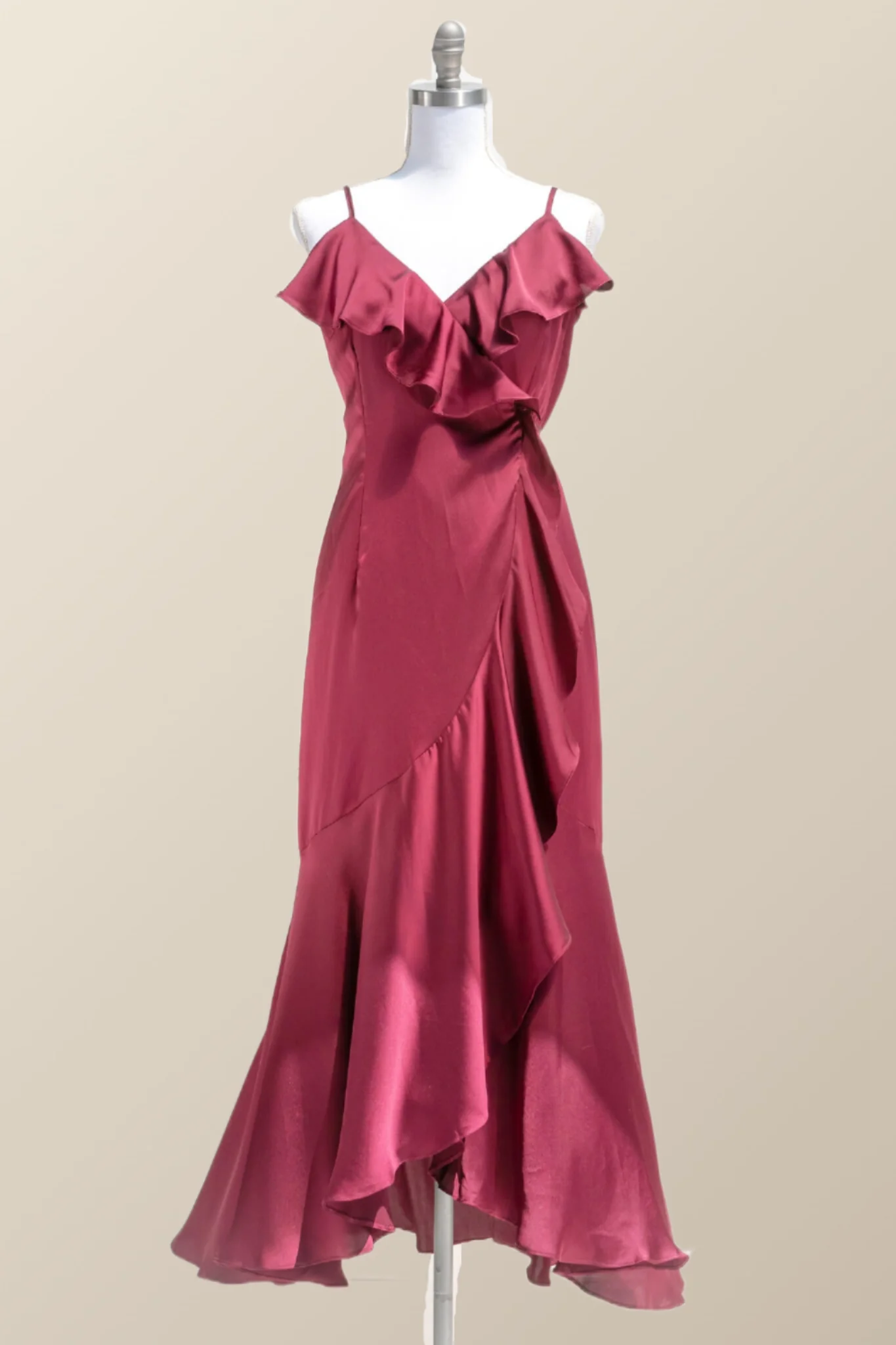 Straps Green Ruffles Wrap Midi Party Dress - Image 4