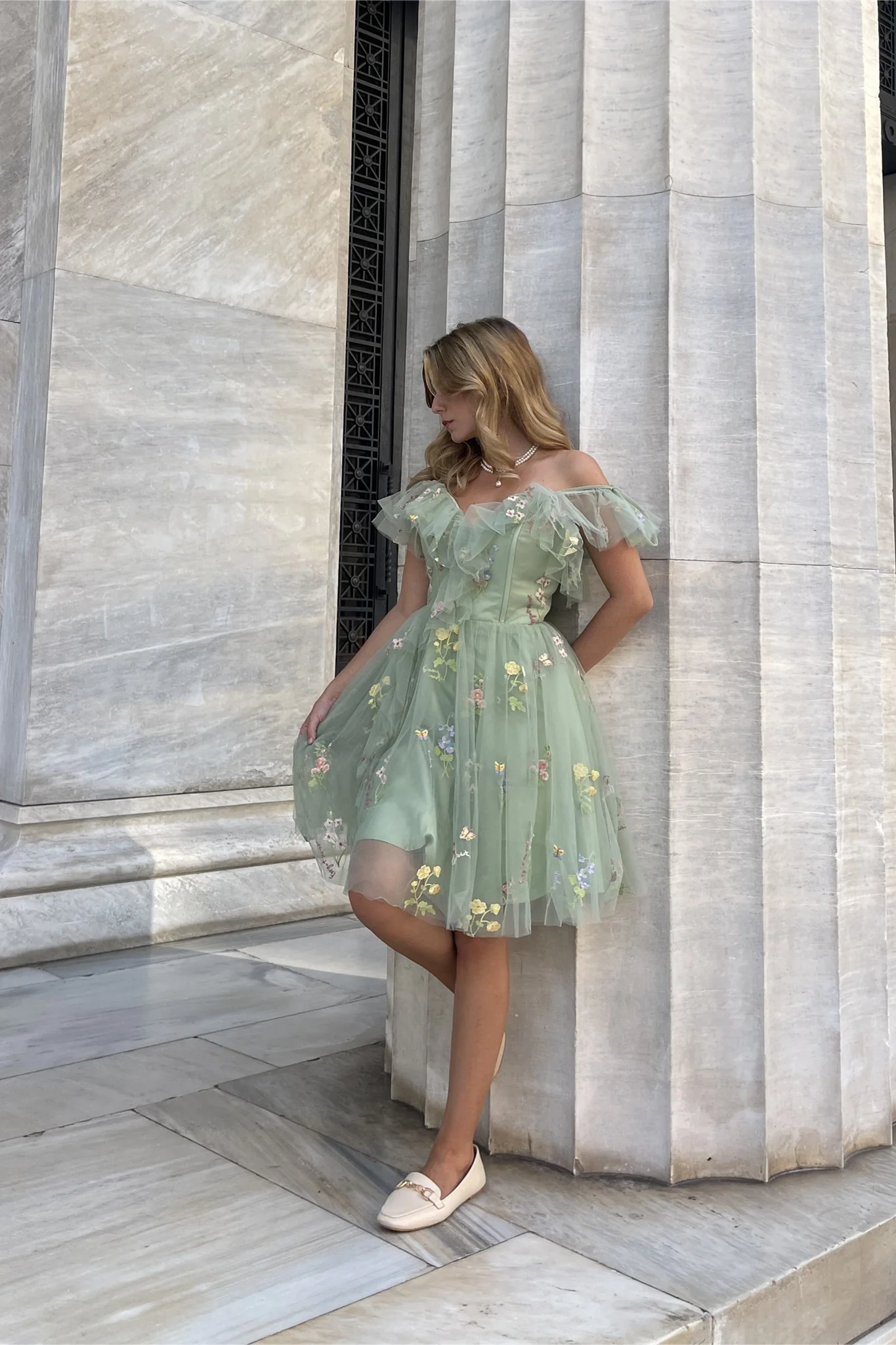 Straps Lavender Floral A-line Short Homecoming Dress - Image 11