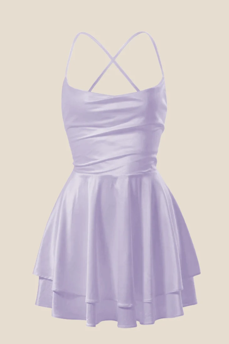 Straps White Satin A-line Short Homecoming Dress - Image 5