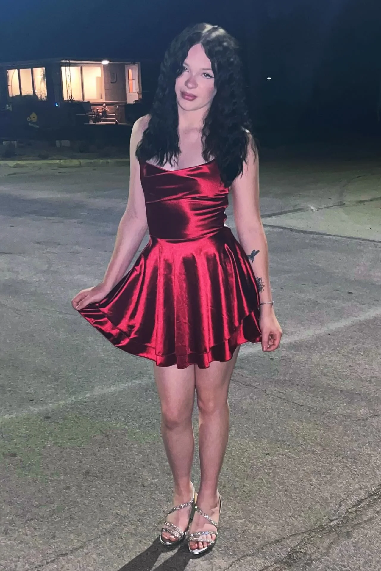 Straps White Satin A-line Short Homecoming Dress - Image 8