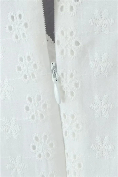 Straps White Lace Button Front Short Dress - Image 6