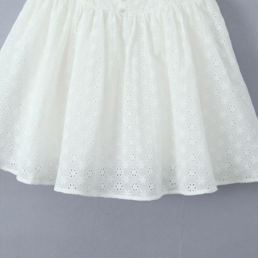 Straps White Lace Button Front Short Dress - Image 7