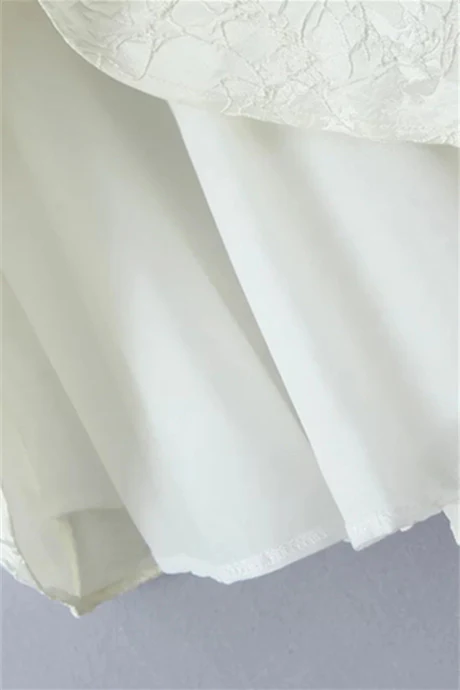 Straps White Lace Patchwork Ruched Short Dress - Image 6