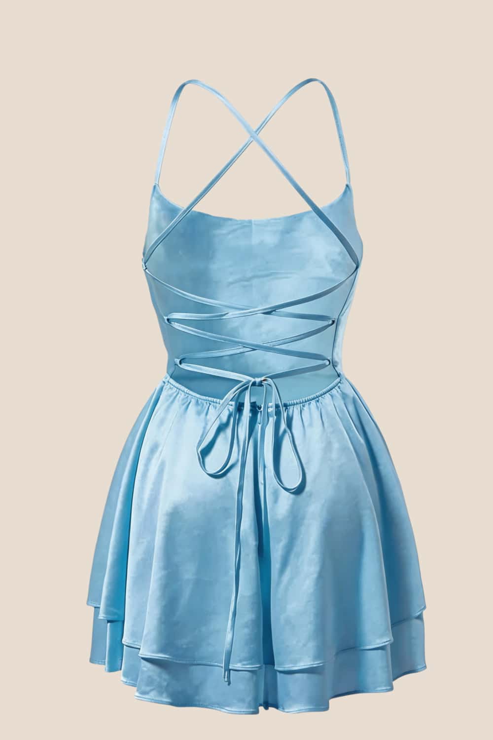 Straps White Satin A-line Short Homecoming Dress - Image 10