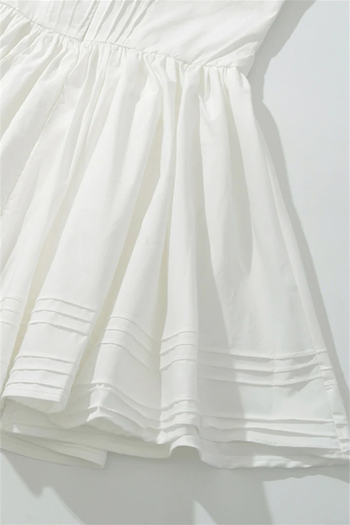 Straps White Tie Front Ruched Short Dress - Image 7